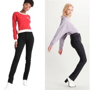 LEVI’S PREMIUM 724 High Rise Straight Leg Denim Jeans Washed Black Size W27 L28